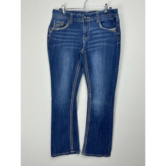 Rhythm in Blues Denim - Rhythm in Blues Jeans Women's Size 6 Short Flap Pockets Straight Leg Top Stitch
